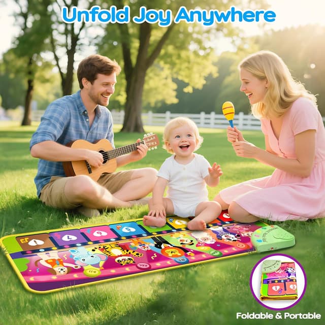 Thumbnail 6 de MOMUSE 5-Language Piano Music Mat for toddlers (EN/DE/FR/IT/ES) with animal sounds and recording