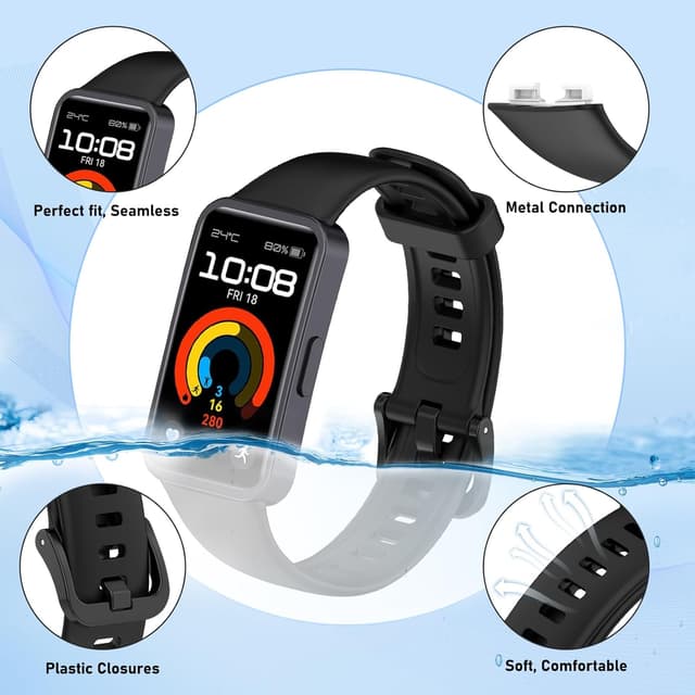 Detalle de Xisair 2-Pack Silicone Replacement Bands for Huawei Band 8/9/10 (Sport Strap)