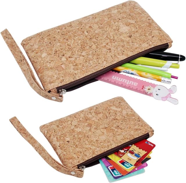 Detalle 2 de boshiho Kork Clutch Tasche 2-in-1: Geldbörse mit Reißverschluss und kleiner Handtasche