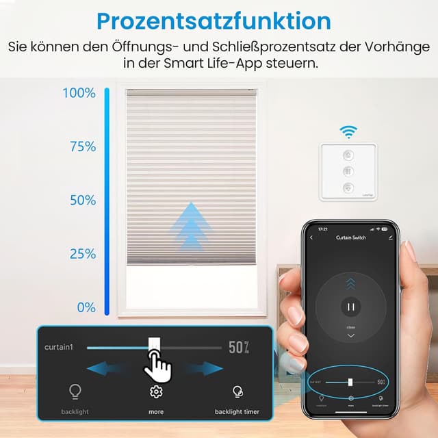 Detalle 2 de LoraTap Smart WiFi Rolladenschalter 80x80 mm