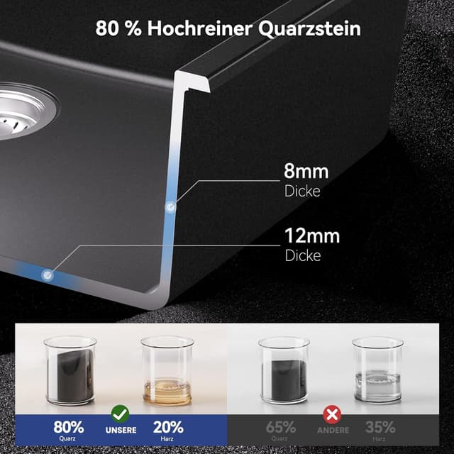Thumbnail 2 de Sofetiy Granitspüle Schwarz 70x45 cm