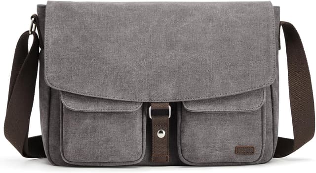 Detalle de S-ZONE Borsa messenger in tela da uomo vintage per laptop fino a 15,6 pollici