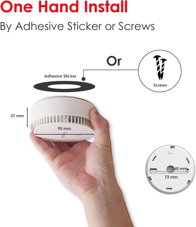 Detalle de Smoke Alarms for Home (10-Year Battery) EN14604 Certified, Test/Silence Button, 5-Pack