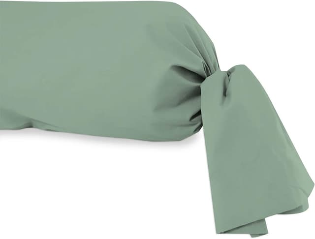 Detalle de Soleil d’ocre taie de traversin en coton 57 fils blanc 45x185 cm