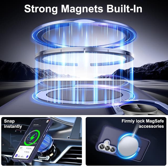 Detalle de STERKER Designed for Samsung Galaxy S26 Plus Magnetic Case with Ring Stand (Translucent Slim) — Blue