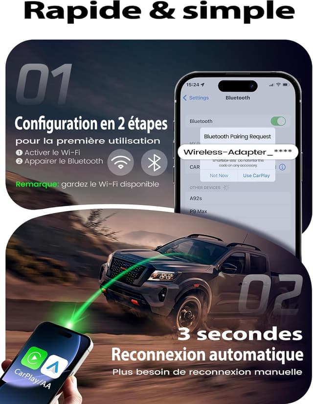 Detalle 1 de Adaptateur CarPlay sans fil 2026 Ultra-Compact