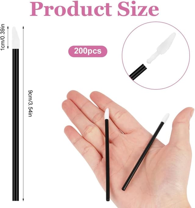 Detalle 2 de Alaoo 200 pennelli monouso per labbra (200 pezzi) – applicatori per rossetto e lip gloss