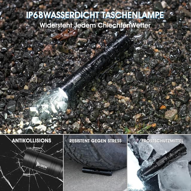 Detalle de WUBEN L50 torcia LED ricaricabile 1200 lumen, IP68, 5 modalità