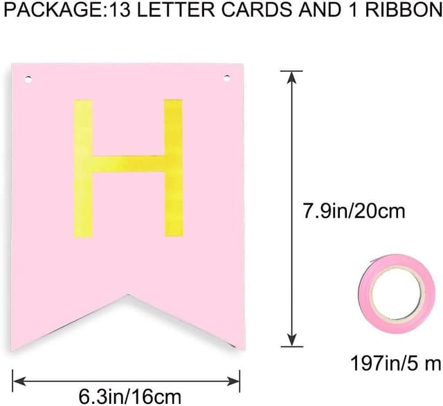 Detalle 1 de EACHHAHA Happy Birthday Girlande in Pink (Buchstaben-Fahnen) für drinnen & draußen