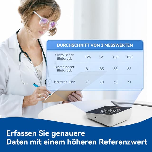 Detalle de Scian Oberarm-Blutdruckmessgerät für zuhause mit großer Manschette 22–42 cm und 2x100 Speicherplätzen