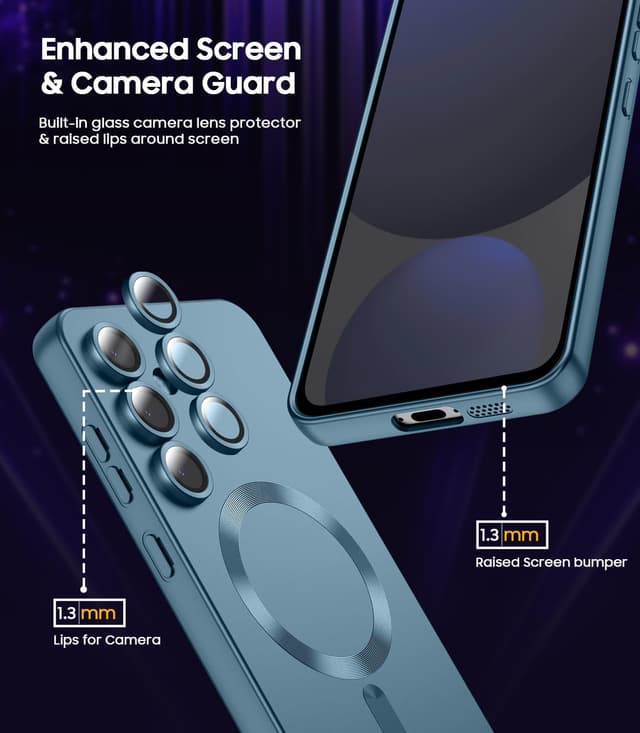 Detalle 2 de LEKEVO Magnetic Case for Samsung Galaxy S25 (6.2-inch) with MagSafe & Built-in Camera Lens Protector — Slim Soft Silicone Bumper, Green