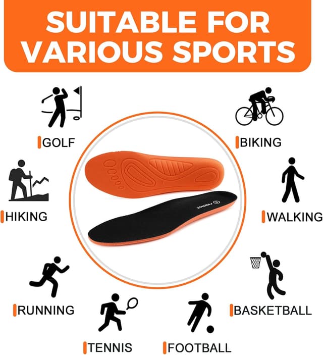 Detalle de riemot Sport Insoles for Men & Women – Shock-Absorbing Cushioned Sport Shoe Inserts