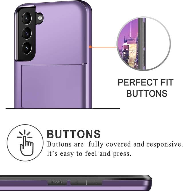 Detalle 2 de Coolden Samsung Galaxy S22 Wallet Case (Grey Purple) – card holder, shockproof hybrid protection