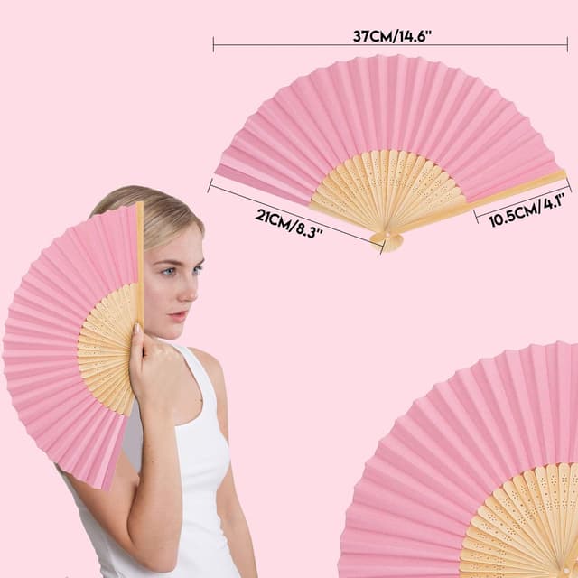 Detalle 2 de iZoeL Abanico Plegable Rosa - 12 Piezas para Eventos