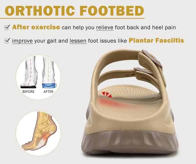 Detalle de KuaiLu Women’s Recovery Sandals with Arch Support & Adjustable Straps