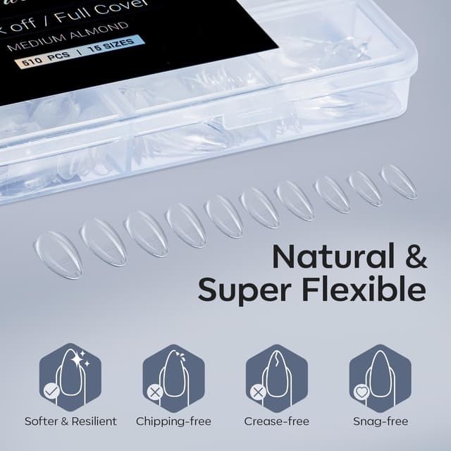 Thumbnail 4 de Modelones Almond Fake Nail Tips 510 pcs Almond Nails ๐