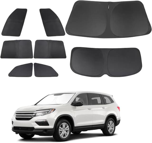 Detalle de TINGLU Window Shades for Honda Pilot (2016-2026) — 8-Piece Car Side Window & Rear Sun Shades