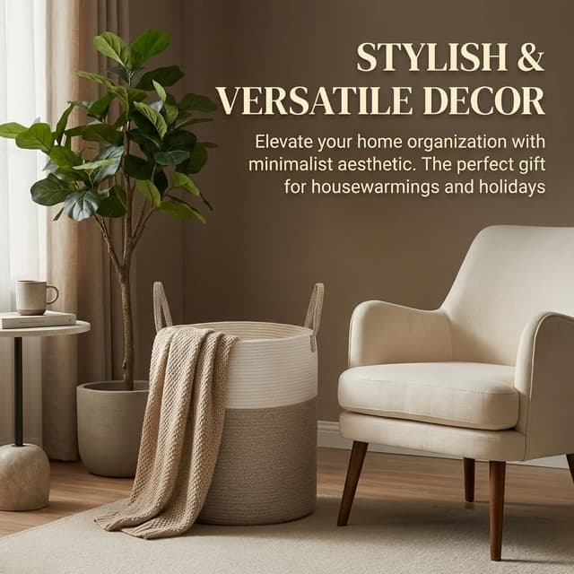 Detalle 2 de JMvicyroam Large Woven Laundry Basket 60L