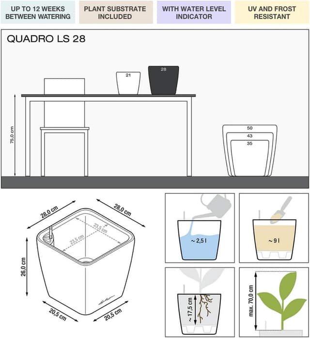 Thumbnail 1 de LECHUZA QUADRO Premium LS 28 taupe lucido