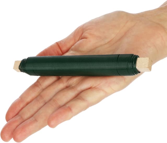 Detalle de com-four® 10x Blumenwickeldraht-Set (grün) – Bindedraht auf Holzstab, 0,65 mm, 10 Stück