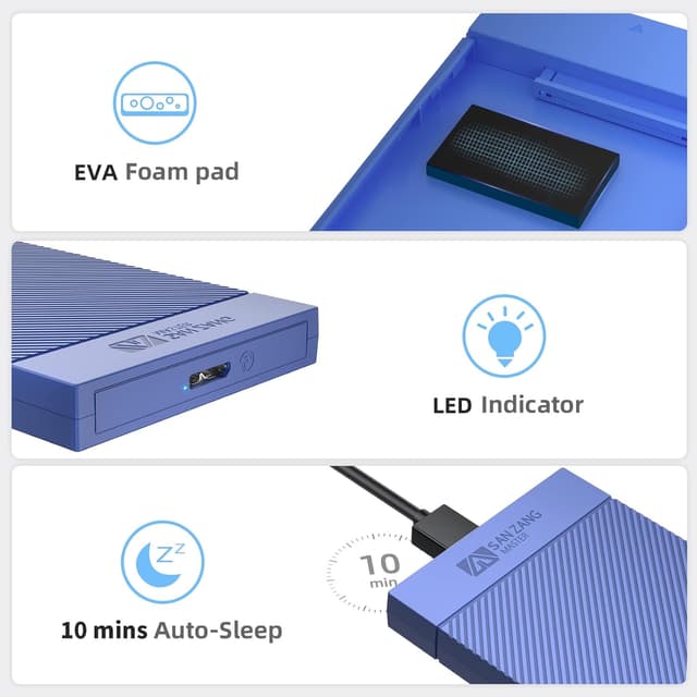 Detalle 2 de Enclosure per disco rigido 2,5" USB 3.0 senza attrezzi (USB-C a A) con supporto UASP e Trim, blu