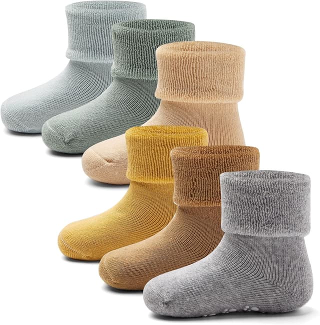Thumbnail 6 de Baby Non Slip Socks Thick Winter Warm Socks with Grips Multipack (6 pairs)
