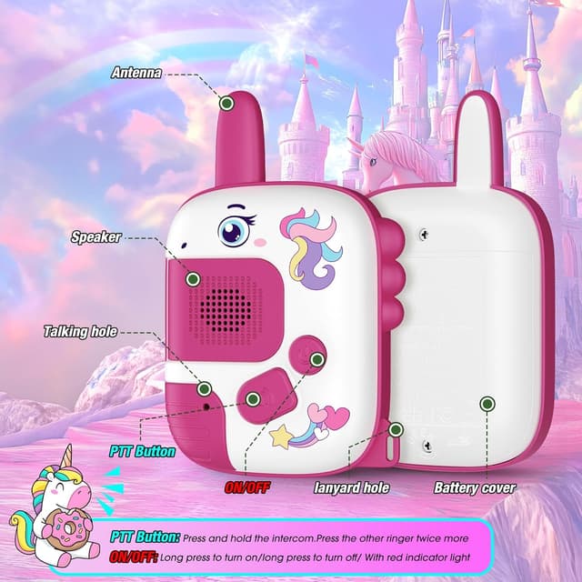Detalle de Wootoyz New 2PCS Kids Walkie Talkies (Unicorn) – Outdoor toy for ages 3–12