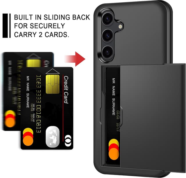 Detalle 2 de Coolden Galaxy S24 Plus Wallet Case (Black) with Card Holder, Shockproof Hybrid PC + TPU Protection