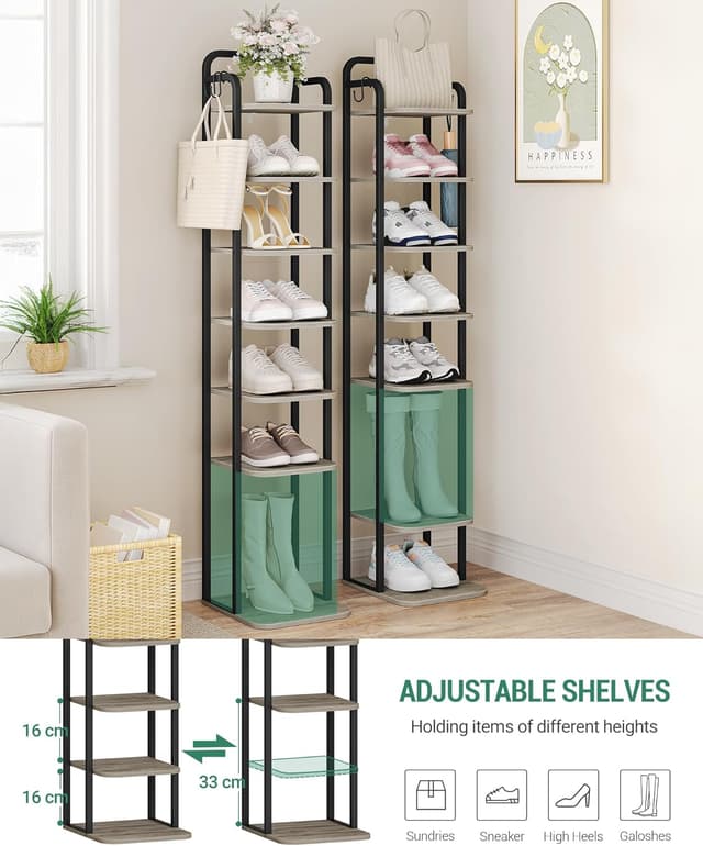 Thumbnail 3 de Hzuaneri Étagère à chaussures 8 niveaux 135 cm