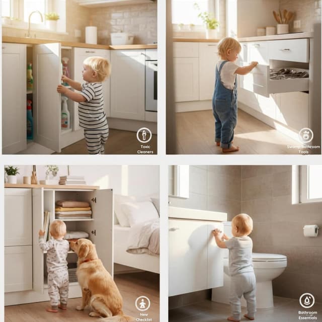 Detalle 2 de Cheeky Monkey® Cupboard Locks for Children (10 Pack) – Baby Proofing Cabinet & Drawer Safety Straps