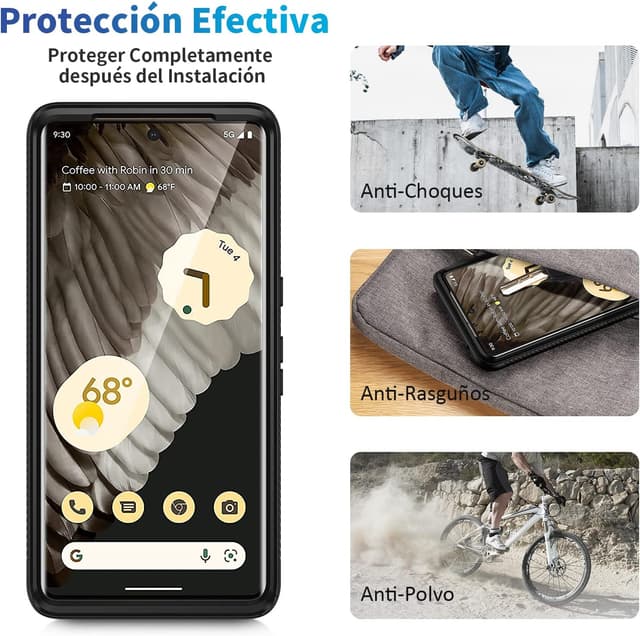 Thumbnail 6 de Coque intégrale seacosmo 360° pour Google Pixel 7 Pro (antichoc) – étui robuste noir avec protecteur d’écran