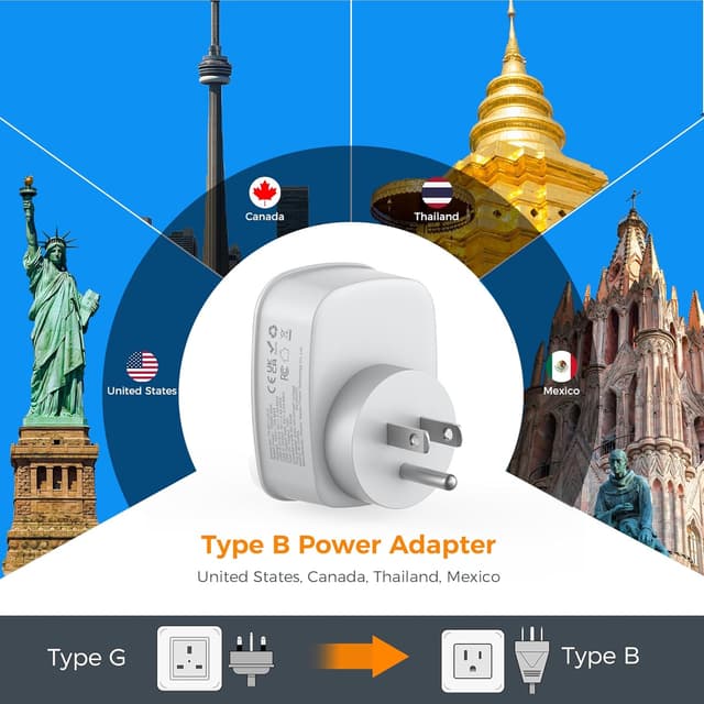 Thumbnail 2 de TESSAN UK to US Plug Adapter 2 Pack