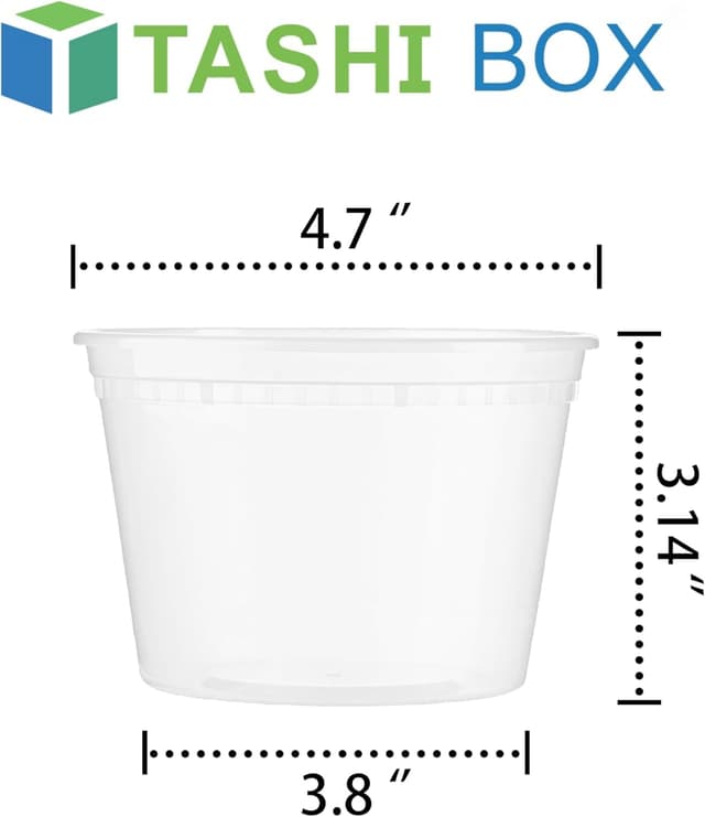 Detalle de TashiBox 50-Pack 16 oz Clear Plastic Deli Containers with Lids (BPA-Free)
