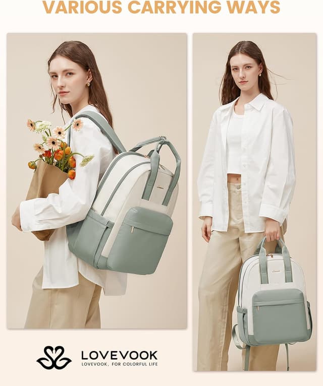 Detalle 2 de LOVEVOOK Rucksack Damen 15,6 Zoll