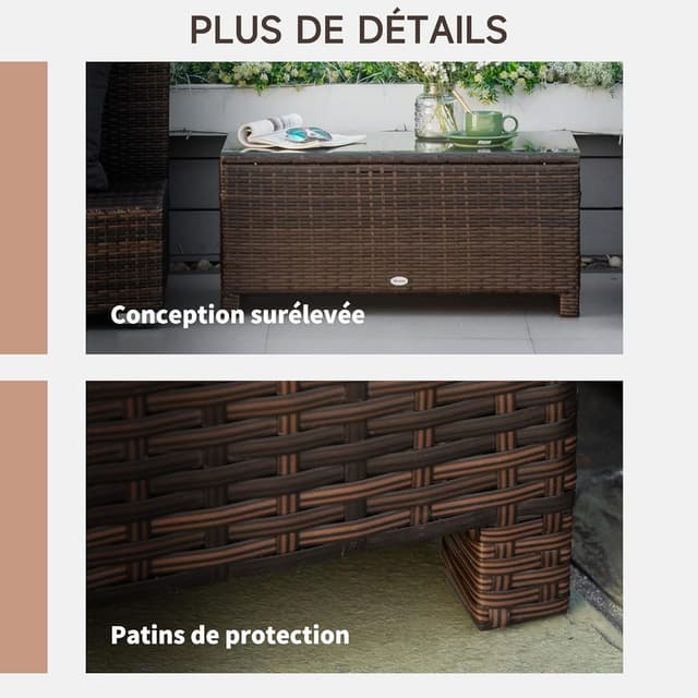 Thumbnail 3 de Outsunny Table Basse de Jardin rotin tressé