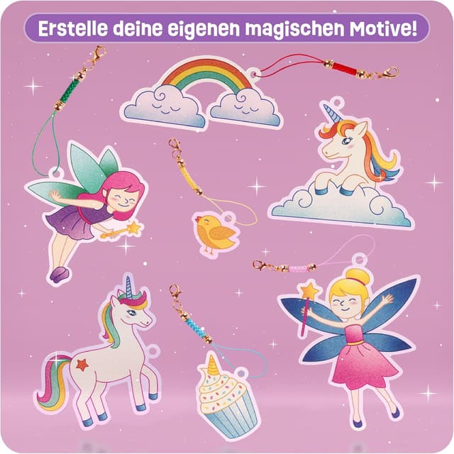 Detalle de Smowo® Schrumpffolien-Set mit 100 Einhorn-Motiven & 10 Anhängern (21x30 cm)