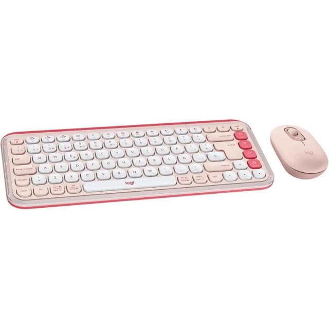 Detalle de Logitech Pop Icon Combo Pack teclado y ratón inalámbrico rosa