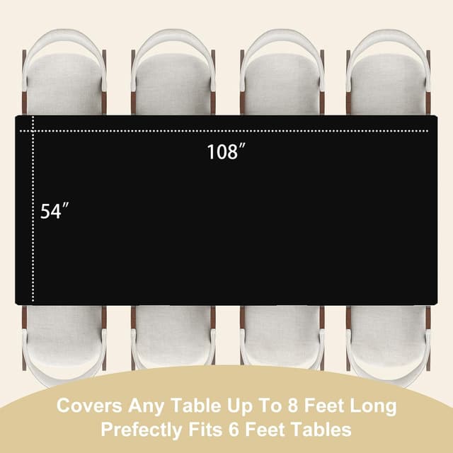 Detalle de Fixwal Disposable Plastic Table Cloths (9-Pack), 54 x 108 Inch Black Cover for Parties & Holidays