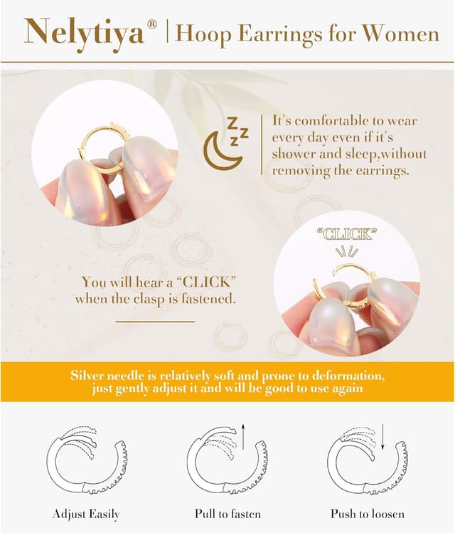 Detalle de Nelytiya 4 Paar Creolen aus Sterlingsilber 925 mit Zirkonia (7/8/9/10 mm) – Set für Damen