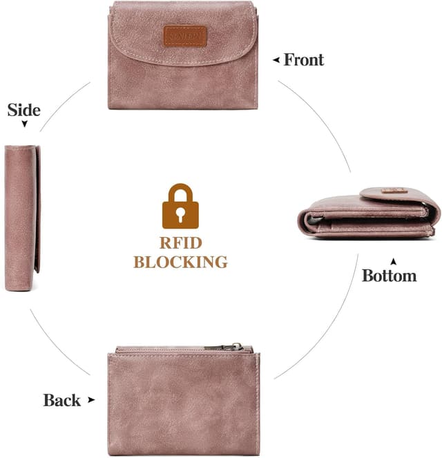 Detalle 2 de SENDEFN Women’s Cow Print Vegan Leather RFID Bifold Purse with Zipper Coin Pocket