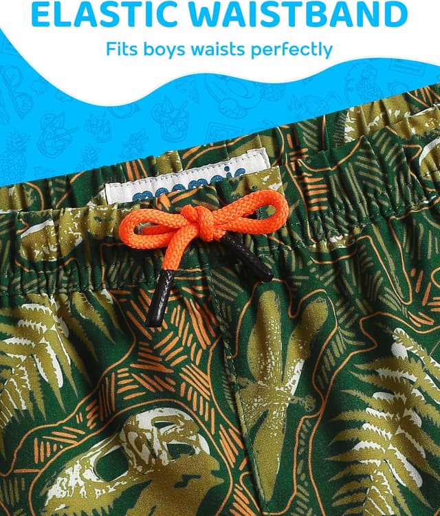 Detalle de MaaMgic Jungen-Badehose Badeshorts Kinder (2-in-1) – schnelltrocknend mit Kompressions-Innenhose & Taschen