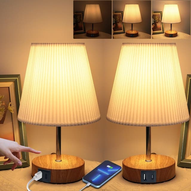 Detalle de HSLighting Nachttischlampe Touch Dimmbar 2 Stück