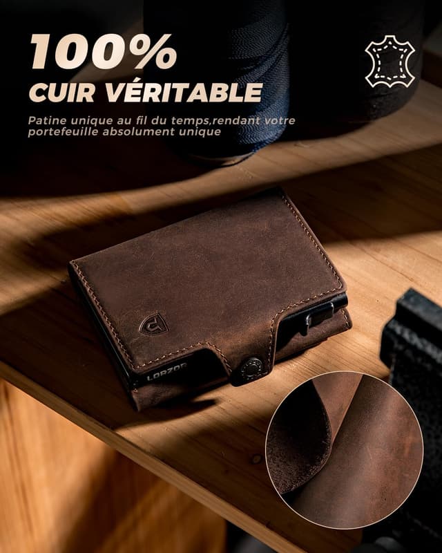 Thumbnail 4 de LORZOR Porte Carte Homme XXL Cuir Véritable RFID