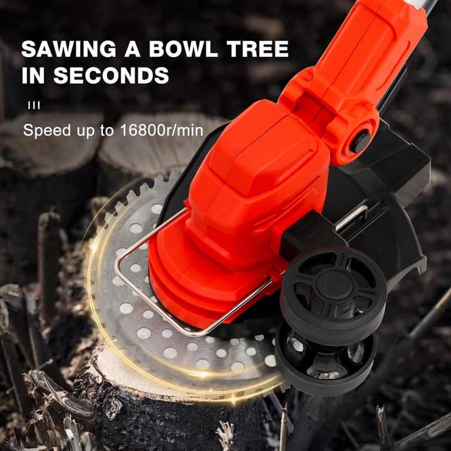 Detalle de OUTIGO Rasaerba/Decespugliatore elettrico a batteria a 21 V con asta telescopica e 3 lame