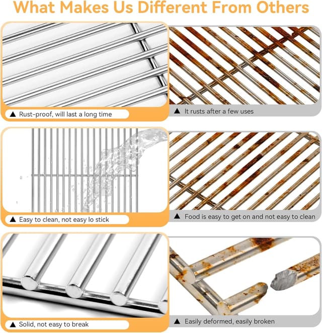 Detalle 2 de FIRXZYMZ Edelstahl Grillrost 44,5 x 30 cm