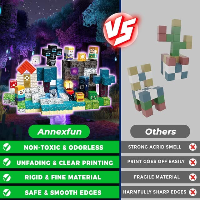 Detalle de Annexfun 200PCS Magnetic Blocks with Light-Up Magnetic Cubes (STEM Building Set for Ages 3+)