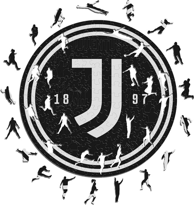 Detalle de Iconic Puzzles Juventus (Logo) – Puzzle en bois sous licence officielle, taille S, 150 pièces