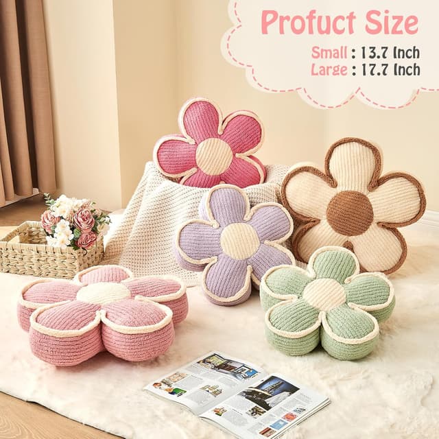 Thumbnail 3 de Mepherl Black Flower Shaped Pillow 13.7" Flower Throw Pillow 🟡🎯?