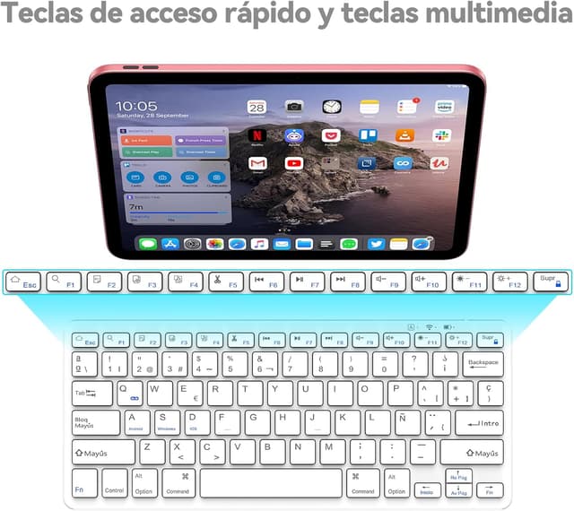 Thumbnail 2 de TQQ Teclado Bluetooth Español Ñ para iPad y Tablets 🖥
