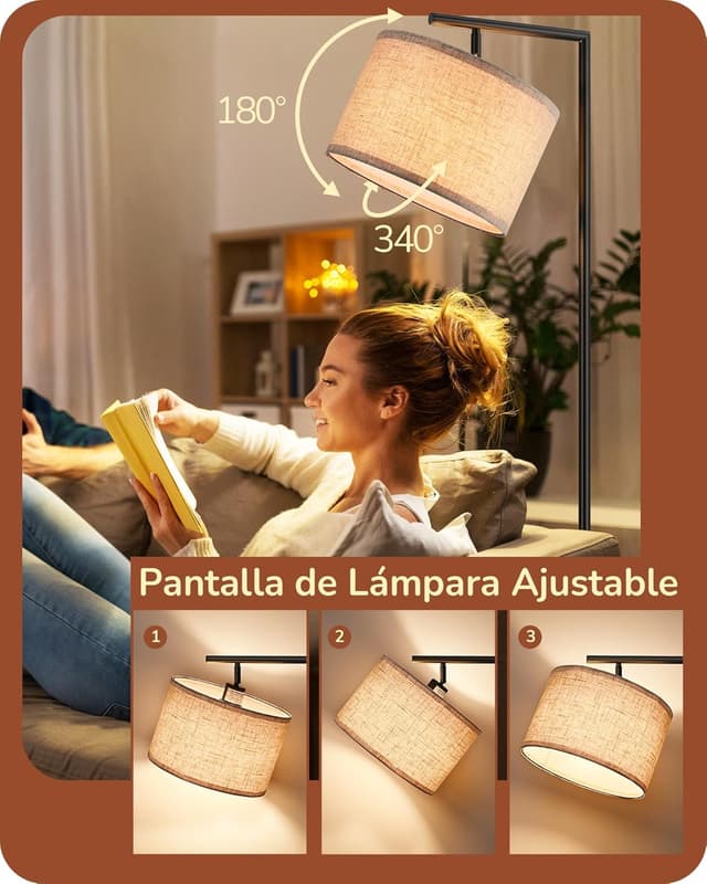 Detalle 2 de EDISHINE Lámpara de Pie Minimalista Ajustable 🌟 Perfecta para Salón